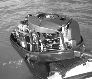 The 60hp Evinrude E-Tec two-stroke is a very compact piece of machinery.
